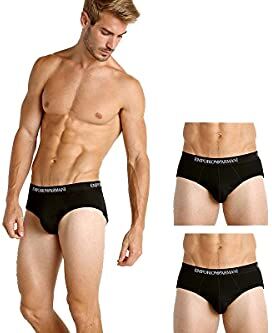 Emporio Armani Men's Basic Pure Cotton 3-pack Brief, Mutande Uomo, Nero (Black/Black/Black), L