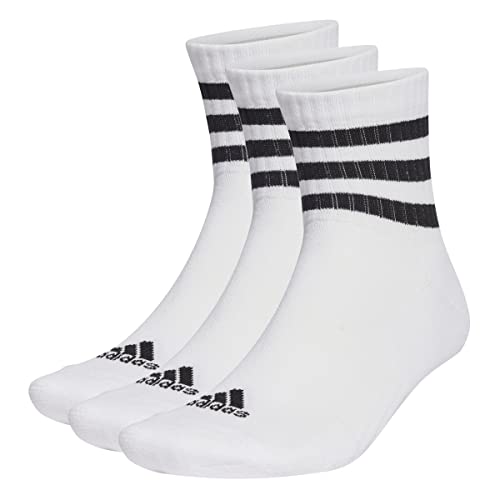 Adidas 3-stripes Cushioned Sportswear Mid-cut 3 Pairs Socks Calzini, White/Black, 49-51 Unisex Adulto