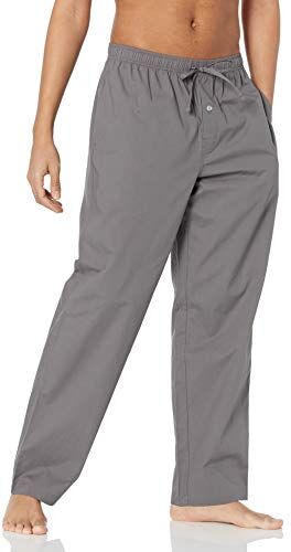 Amazon Essentials Pantaloni del Pigiama in Tessuto con Taglio Dritto Uomo, Grigio, M