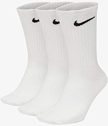 Nike Everyday Cush Crew 3Pr Calze Uomo, Bianco (White/Black), S