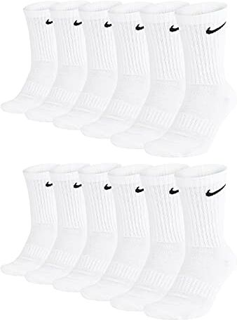 Nike Calzini da allenamento da uomo Everyday Cushioned Crew, 6 paia, 100 bianco., 38-42