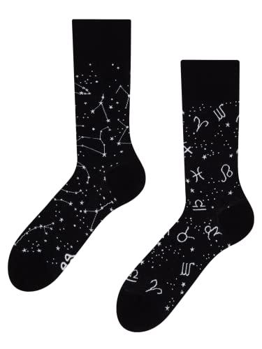 Dedoles Calzini Unisex Donna Uomo & Bambini Calze Cotone con tanti Design divertenti sinistra destra diversi, colore: Nero, disegno: Segni dello Zodiaco, taglia: 43-46