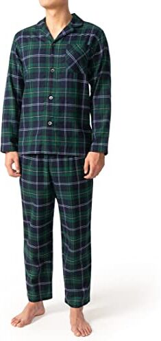 DAVID ARCHY Set pigiama da uomo, con pantaloni da casa, abbigliamento da casa da uomo, traspirante e confortevole, Blu/verde., M