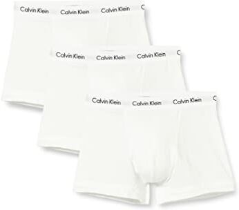 Calvin Klein Low Rise Trunk 3pk 0000u2664g, Boxer a vita bassa Uomo, Bianco, M