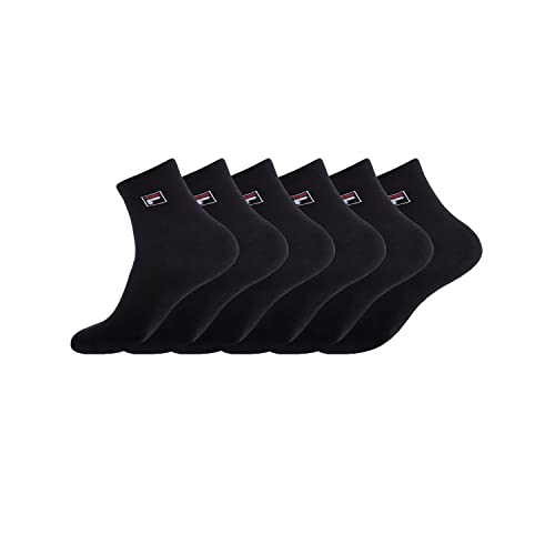 Fila Calzini Uomo Cotone Set di 6 Calze Sportive Uomo Tennis, Comodo, Nero, Taglie 39/42