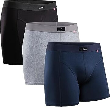 DANISH ENDURANCE 3 Boxer in Cotone Elasticizzato, Mutande Intimo Classico, da Uomo, Multicolore (1x Nero, 1 x Blu Scuro, 1 x Grigio), Large