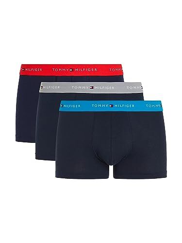 Tommy Hilfiger Pantaloncino Boxer Uomo Confezione da 3 Intimo, Blu (Cerulean Aqua/Ant Silver/Fireworks), S