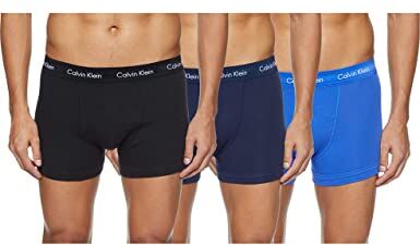 Calvin Klein Trunk 3pk  Boxer, Multicolore (C-black/Blu/Blu), M Uomo