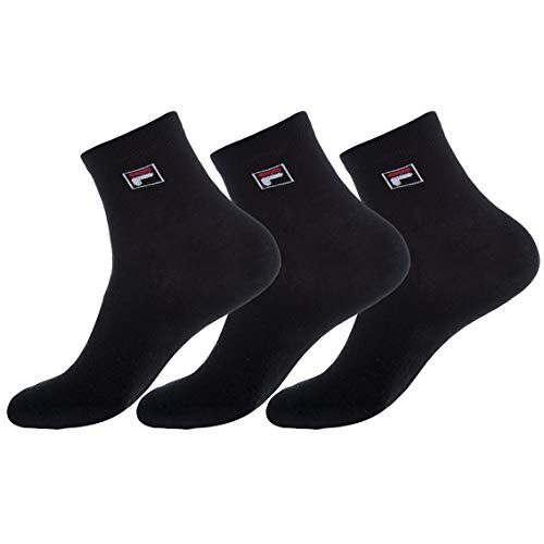 Fila Quarter Plain Socks 43/46 Calze, 200 Black, Unisex-Adult