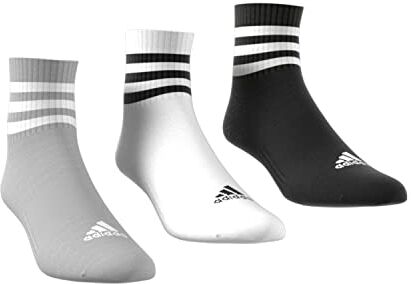 Adidas 3-stripes Cushioned Sportswear Mid-cut 3 Pairs Socks Calzini, Medium Grey Heather/White/Black, 46-48 Unisex Adulto