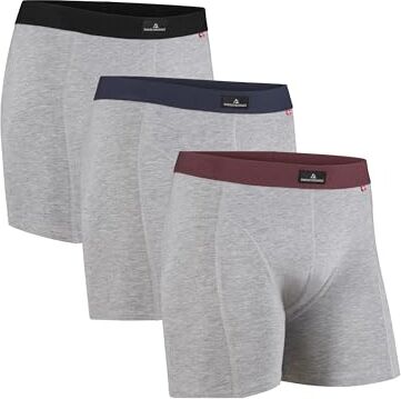 DANISH ENDURANCE 3 Boxer in Cotone Elasticizzato, Mutande Intimo Classico, da Uomo Multicolore (1x Grigio/Nero, 1x Grigio/Blu Navy, 1x Grigio/Bordeaux) L