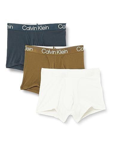 Calvin Klein Boxer Uomo Confezione da 3 Cotone Elasticizzato, Multicolore (Vaporous Gry, Dark Olive, Blueberry), XL