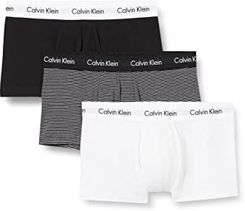 Calvin Klein Low Rise Trunk 3pk 0000, Boxer a vita bassa Uomo, Multicolore (White/ B&w Stripe/ Black), L