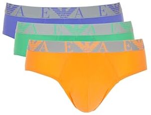 Emporio Armani Stretch Cotton Bold Monogram 3-Pack Brief, Slip Uomo, Multicolore (Fluo Orange-Fluo Green-Fluo Violet), XXL