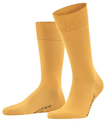 Falke Cool 24/7 M SO cotone tinta unita 1 paio, Calzini Uomo, Giallo (Hot Ray 1282) nuovo ecologico, 39-40