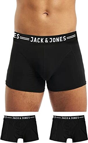 Jack & Jones S Sense Trunks 3-Pack, Boxer Uomo, Black/Black Waistband, XXL (Pacco da 3)