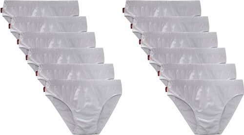 Generico Pacco da 24 Pacco da 12 e Pacco da 6 Slip e Boxer LIABEL Uomo 100% Cotone/Cotone Mercerizzato Colori Foto (8, 12 Slip Bianco)