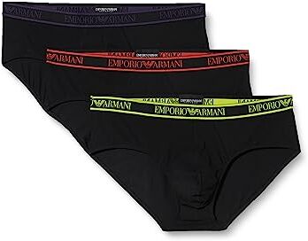 Emporio Armani Men's 3-Pack Core Logoband Brief Slip Boxer, Black/Black/Black, XL (Pacco da 3) Uomini