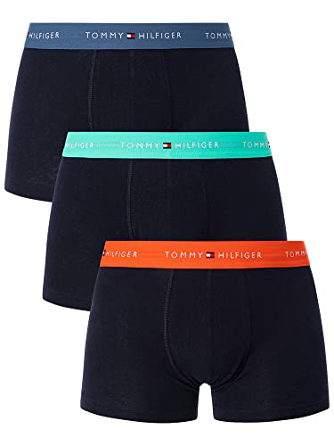 Tommy Hilfiger 3p Wb Trunk 763, Boxer Uomo, Marrone (Deep Orange/Jade Green/Blue Coast), S