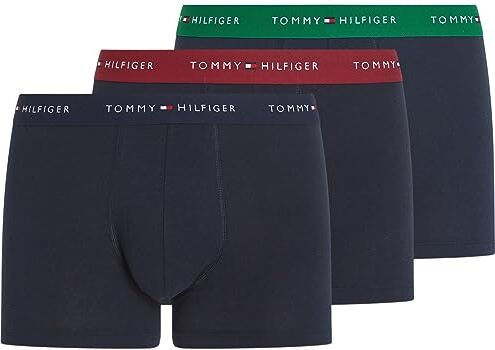 Tommy Hilfiger Pantaloncino Boxer Uomo Confezione da 3 Intimo, Multicolore (Rouge/Nouveau Green/Desert Sky), S