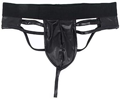 Es Uomo slip perizoma in vernice effetto bagnato Jock Bulge Pouch T Underwear infradito M062 nero S/M/L/XL