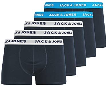 Jack & Jones JACHuey Boxer da Uomo, Confezione da 5 Blu (Blue Heaven/Dettagli: Blue Night) L