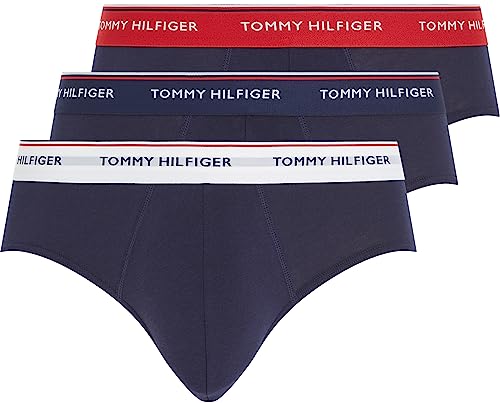 Tommy Hilfiger 3P Brief 1U87903766 Slip, Multicolore (Multi/Peacoat), S (Pacco da 3) Uomo