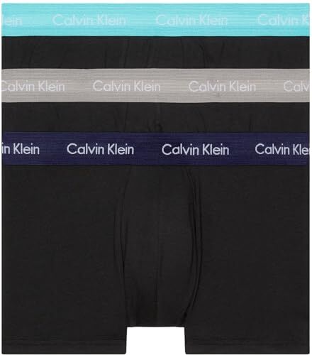 Calvin Klein Pantaloncini Boxer Confezione da 3 Uomo Low Rise Trunks Cotone Elasticizzato, Nero (B- Cool Wtr/Gry Sand/Evn Bl Wbs), XL