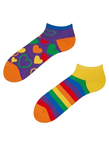 Dedoles Calzini Unisex Donna Uomo & Bambini Calze Cotone con tanti Design divertenti sinistra destra diversi, colore: Multicolore, disegno: Amore multicolore (alla caviglia), taglia: 39-42