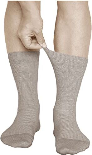 vitsocks Calzini senza Elastico Sanitari 98% Cotone Uomo (3 PAIA) Non Stringono Morbidi, beige, 39-41