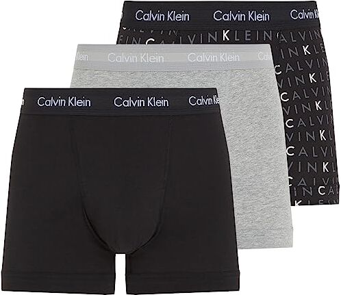 Calvin Klein Trunk 3pk 0000u2662g Boxer, Multicolore (Black/Grey Heather/Subdued Logo), L Uomo