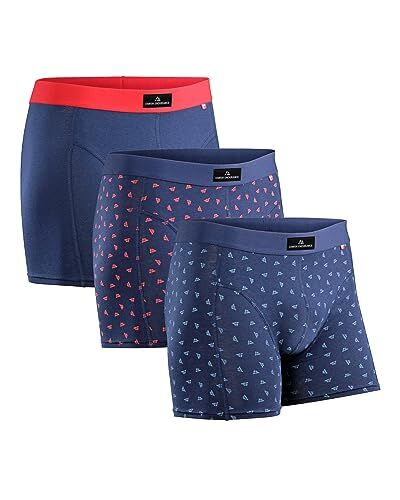 DANISH ENDURANCE 3 Boxer in Cotone Elasticizzato, Mutande Intimo Classico, da Uomo, Multicolore (1x Blu/Rosso, 1x Logo Blu, 1x Logo Rosso), M