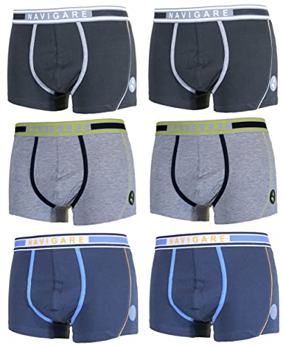 Navigare 6 Boxer Uomo Underwear Mutanda Intimo Elasticizzato Elastico Esterno Varie Fantasie (M, 21049BOXER)