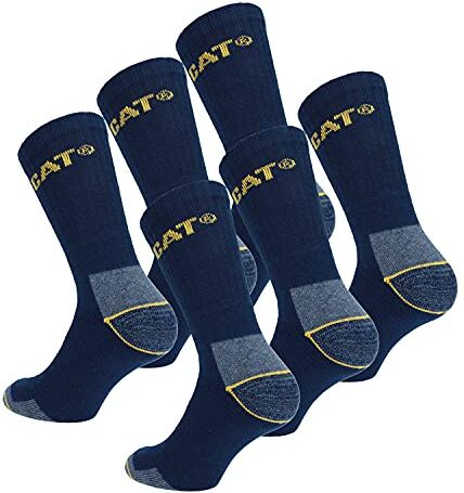 Caterpillar Calze da Lavoro Uomo 6 PAIA Antinfortunistiche Rinforzate su Tallone e Punta con Trama Rinforzata CAT  Filati di Ottima Qualità Spugna di Cotone disponibile in vari colori, Blu, 43-46