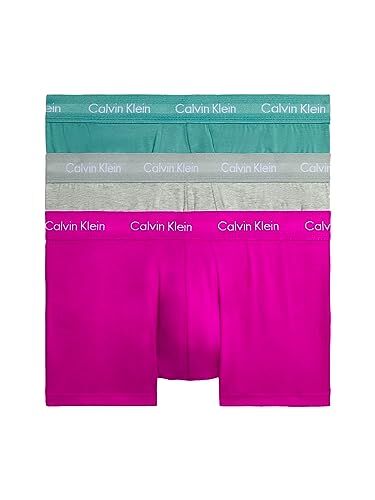 Calvin Klein Low Rise Trunk 3pk , Boxer a vita bassa Uomo, Multicolore (Wild Aster, Gry Hthr, Arctic Green), L