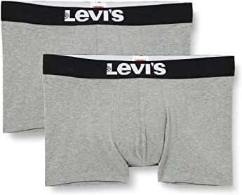 Levis Men Solid Basic Trunk 2P Boxer Aderenti, Grigio (Middle Grey Melange 758), M (Pacco da 2) Uomo