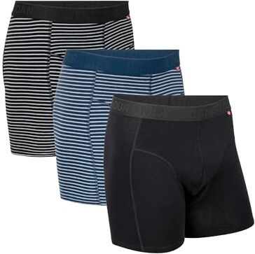 DANISH ENDURANCE 3 Paia Boxer Cotone Organico Premium, Mutande Uomo Comode, Senza Etichetta Mix (Linee Nere, Linee Navy, Nero) XXL