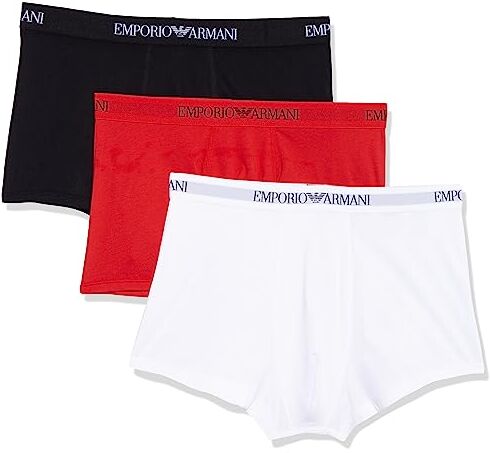 Emporio Armani 3-Pack Boxer Pure Cotton, Boxer, Uomo, Nero (White/Red/Black), S