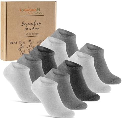 sockenkauf24 10 Paia Calzini Corti Uomo Donna Calze Corte Cotone Traspiranti (Grigio Antracite 47-50)