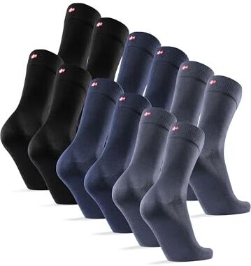 DANISH ENDURANCE 6 Paia Calzini in Bambù, Classici, Traspiranti, da Tutti i Giorni, da Uomo e Donna, Multicolore (2 x nero, 2 x blu, 2 x grigio), EU 43-47