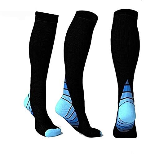 YXSSC Calze A Compressione 3 Paia Di Calzini Sportivi Di Fitness in Esecuzione Di Pressione Calze Vestito Calzini Progettati Per L'energia Muscolare Ms. Uomini,Blu,S/M