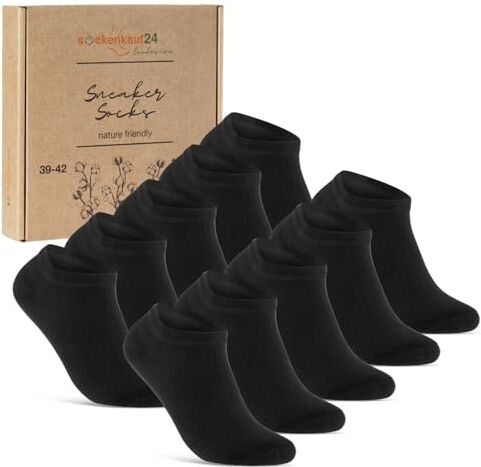 sockenkauf24 10 Paia Calzini Corti Uomo Donna Calze Corte Cotone Traspiranti (Nero 47-50)