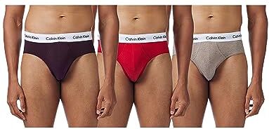 Calvin Klein Hip Brief 3Pk  Slip a Vita Bassa, Multicolore (PW PLM, Fsc Bry, Elmnt Htr W/Wh WB), S (Pacco da 3) Uomo