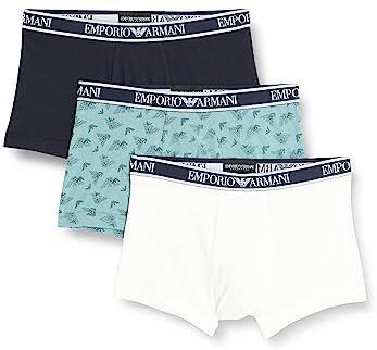 Emporio Armani Men's 3-Pack Core Logoband Boxer, Cream/Print Artic/Marine, M (Pacco da 3) Uomini