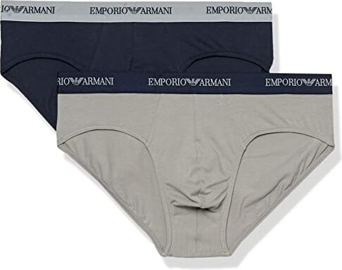 Emporio Armani Uomo 2-Pack Brief Essential Core Logoband Slip, Grigio Blu, S