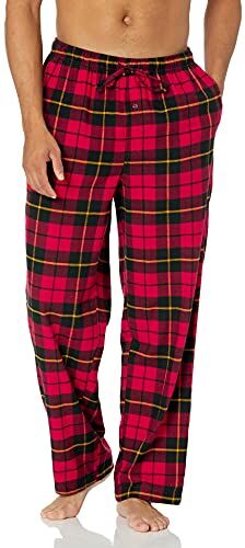 Amazon Essentials Pantaloni del Pigiama in Flanella (Disponibili nelle Taglie Big & Tall) Uomo, Nero Rosso Buffalo Plaid, L