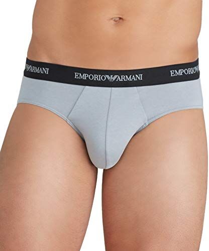 Emporio Armani Uomo 2-Pack Brief Essential Core Logoband Slip, Nero Grigio, S