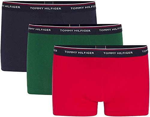 Tommy Hilfiger Elementi Essenziali Premium Stretch Cotone 3-Pack Trunk, Cielo Dessert/Terreno/Rosso Primario S Dessert Cielo/Terreno/Rosso Primario