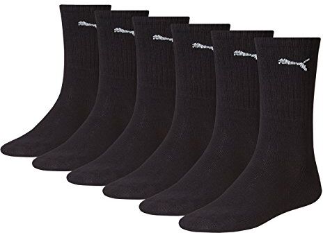 Puma Sportsocken Cush Crew 6p Calzini Sportivi, Nero, 39-42 Unisex Adulto (Pacco da 6)