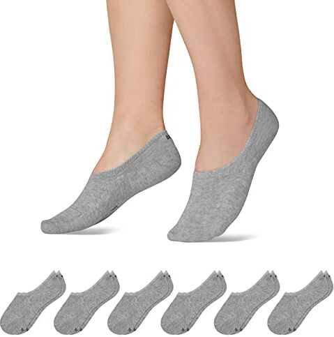 Snocks Calze Uomo Corte Fantasmini Donna Taglia 47-50 Colore Grigio Chiaro Melange Calzini per Donna Uomo Calze Uomo Sneaker Unisex Calze Uomo Donna Corti in Cotone Organico Traspiranti